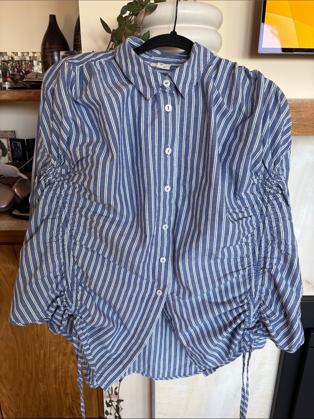 Pilcro Reworked Ruched Drawstring Shirt - Picture 6 of 8